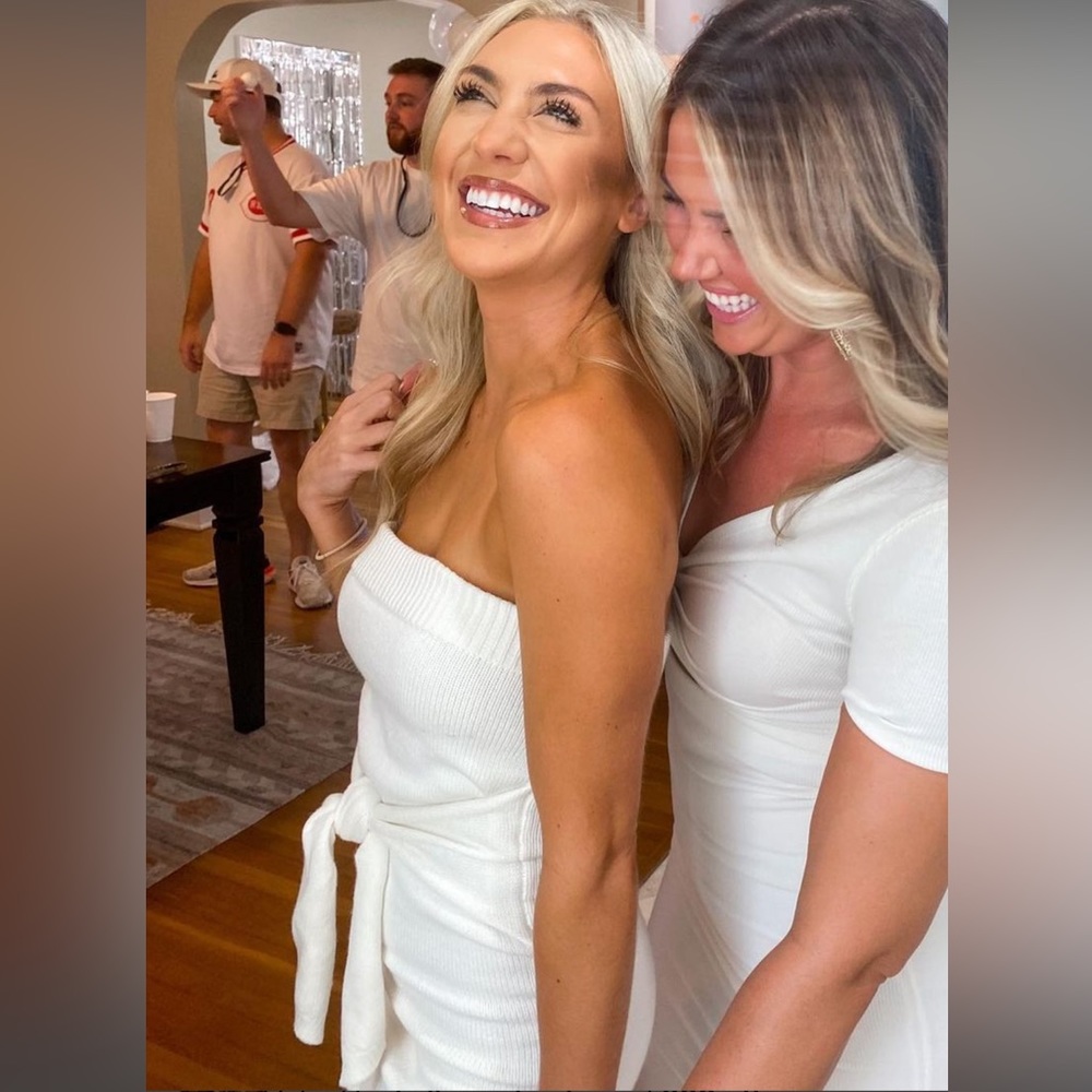 All the ways white tube knit dress